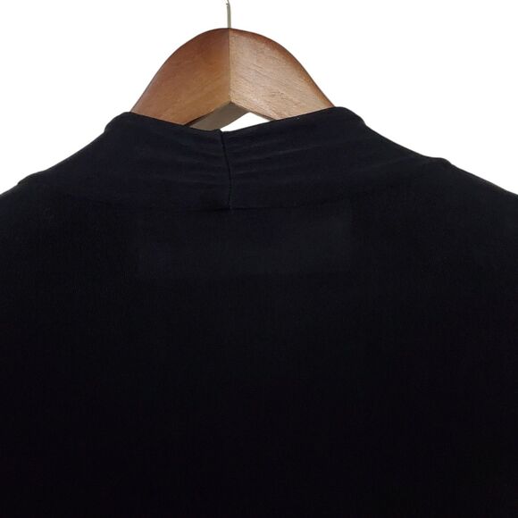 Chicos Travelers Cardigan 2 Large 12 Black Acetate Slinky Open Front Womens - Picture 6 of 9